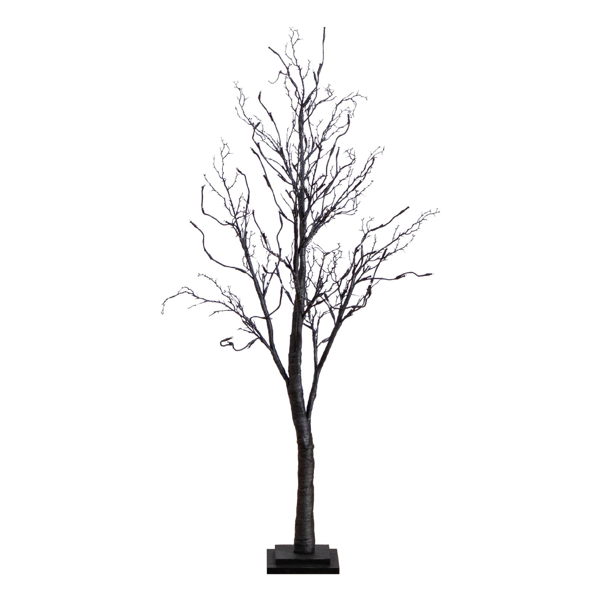 4ft. Orange & Purple LED Pre-Lit Halloween Deluxe Black Twig Artificial Fall Tree